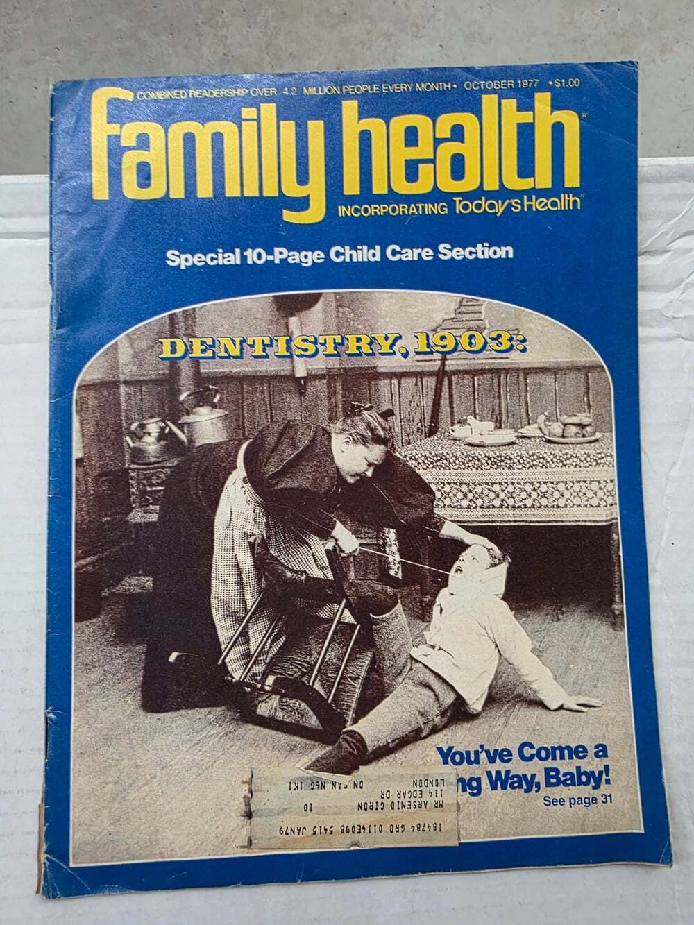 Family Health Magazine October 1977 Dentistry 1903 Child Care Section Vintage